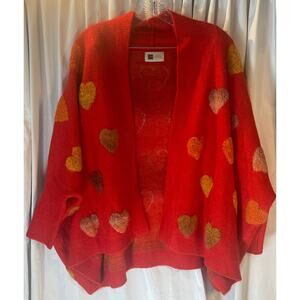 Look by M New York Red with tan hearts one size Cardigan